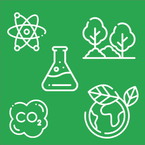 Trees, planet, test tube and CO2 graphics