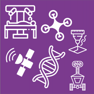 DNA, satellite, robots and drone graphics