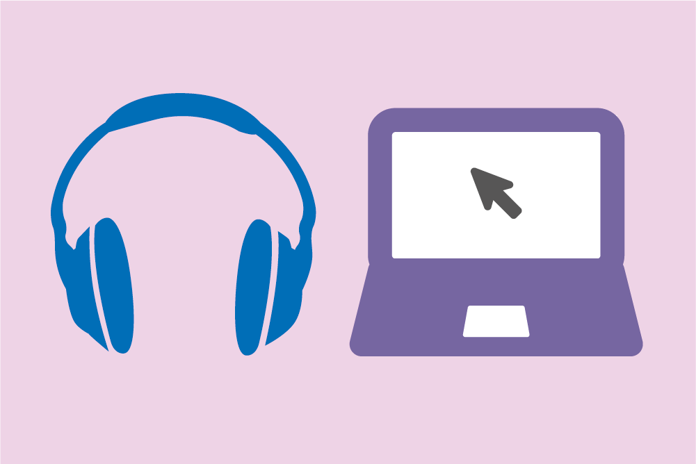 Graphic of headphones and laptop