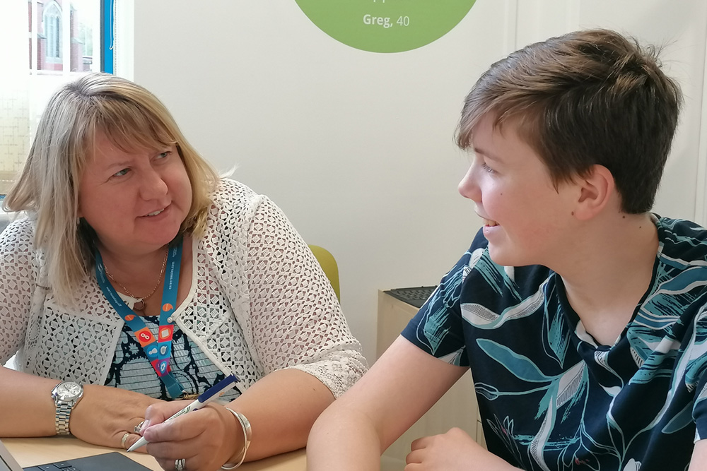 Young person speaking to a Careers Adviser