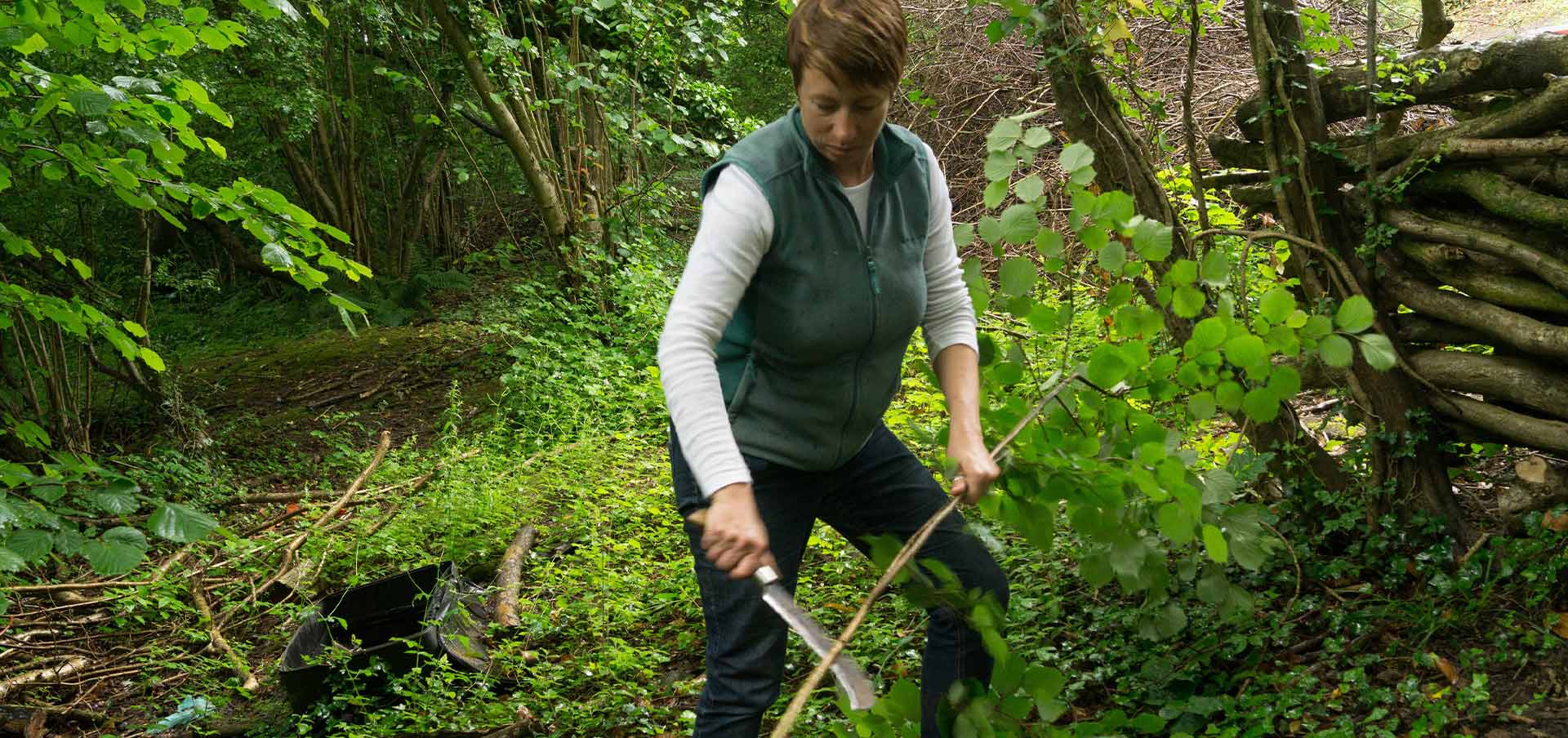 Lisa Standley working in the forest