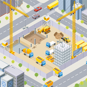 Construction site with cranes