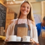 Student working in a coffee shop