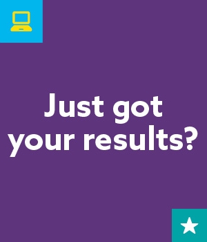 'Just got your results?' title surrounded by emojis
