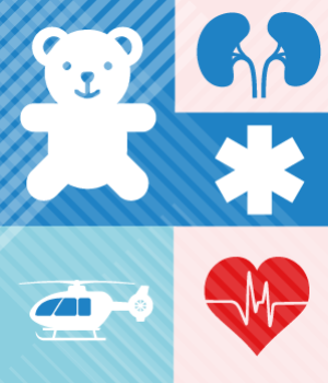 Various graphics representing the health industry