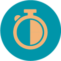Icon of a stopwatch with half the face covered 