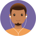 Icon of young person with ear phones