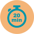 Icon of a stopwatch with 20 mins