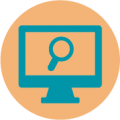 Icon of desktop screen with magnifying glass