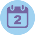 Icon of calendar with 2 in it 
