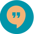 Icon of a speech bubble with speech marks