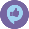 Icon of a thumbs up in a speech bubble