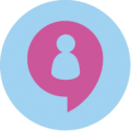 Icon speech bubble with person inside