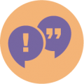 Icon speech bubbles with exclamation mark and speech quotation