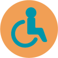 Wheelchair icon with a person