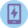 Mobile phone with battery charging icon