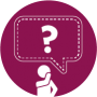 Icon of person thinking with speech bubble and question mark