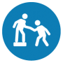 Support finder icon - one person helping another up a step