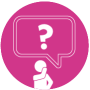 Icon of person thinking with speech bubble and question mark